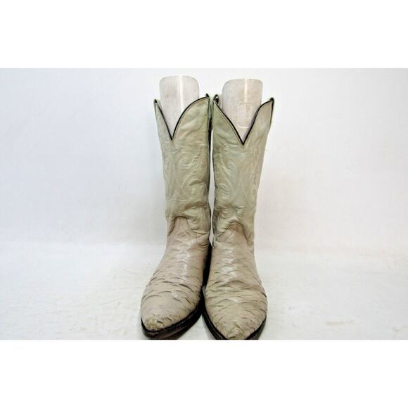El General Mens Size MEX 27.5 Beige Leather Embossed Cowboy Western Boots main image 8